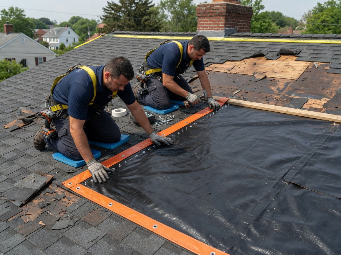 Emergency roof tarping services